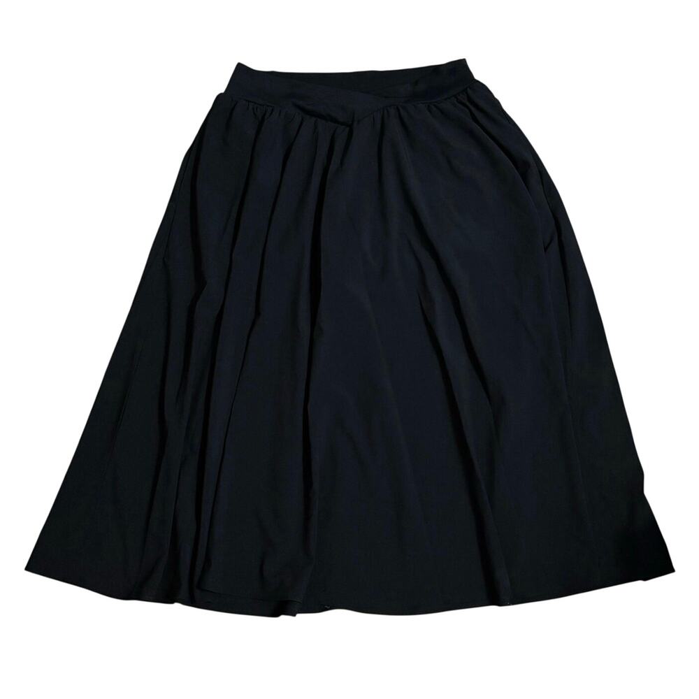 Halara Size L Midi Skirt A Line Black Pockets Crossover Waist Built in Briefs